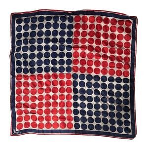 Vintage Vera Neumann Scarf - Signed - Red & Blue - Circles - Made in Japan